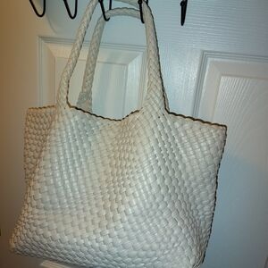Elegant Off White Woven Tote Bag
